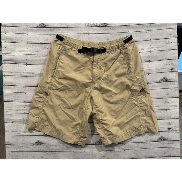 Patagonia Mens Hiking Short Sz M Khaki Tan Belted Hiking Outdoor 10" Inseam - Picture 2 of 16